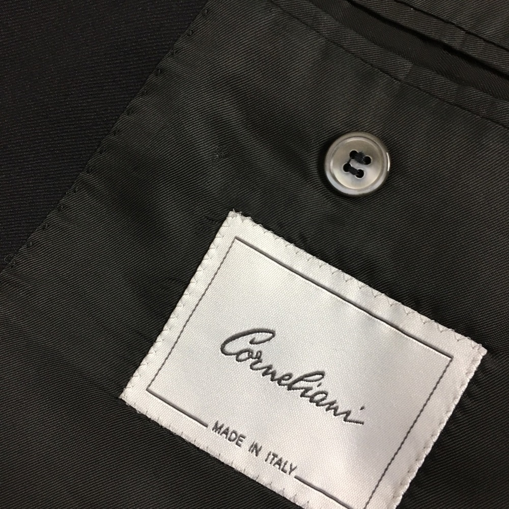 Corneliani Double-Breasted Black Mens Blazer, 54R